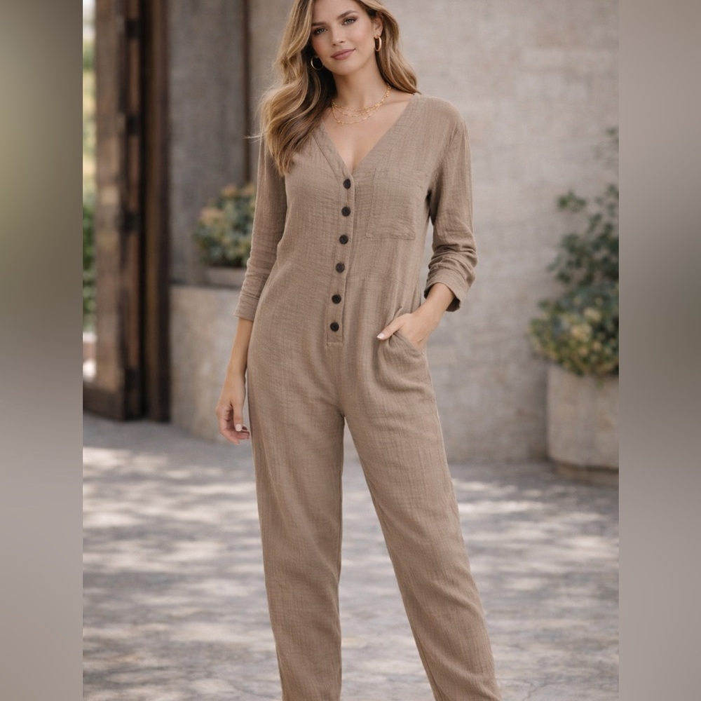 Madewell,Lightspun Stitched-Pocket Coverall Jumpsuit Jumpsuit, Pockets,Size XL